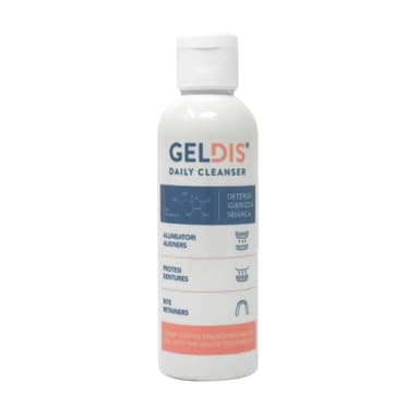 GELDIS® Daily Cleanser - Geldis Gel Detergente Igienizzante per l’igiene quotidiana di Mascherine Trasparenti Apparecchi Ortodontici Protesi Dentarie e Bite (100 ml 1 pezzo)