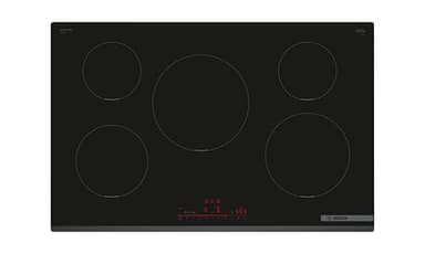 Bosch PIV831HB1E Serie 6, Piano cottura induzione, 5 fuochi, Sensori per il controllo della temperatura, Riscaldamento rapido, Nero, 80 cm