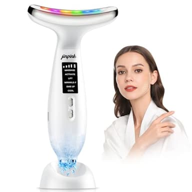 Massaggiatore Viso Elettrico Antirughe Lifting: Massaggio Face Lifting con Freddo 5℃ & Trattamento Caldo 45℃ - Dispositivo di Bellezza 6 Modi 7 Colori LED - Face Massager EMS Gua Sha per Collo e Viso