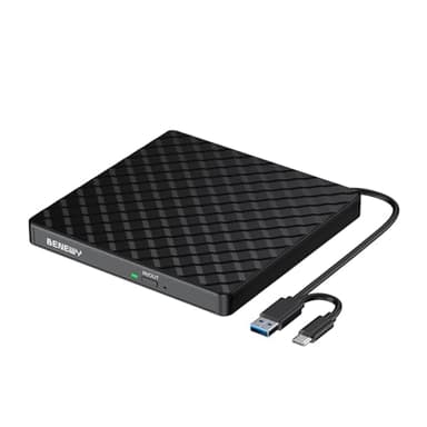 Lettore Masterizzatore Unità Esterna USB 3.0&Type C Lettore CD/DVD -/+RW per PC Portatile,Laptop,Desktop,Macbook Air/Pro per Windows 11/10/8.1/7/XP/Vista/Linux/MacOS NERO