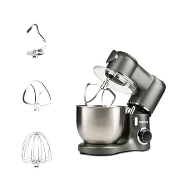 G3 Ferrari G20149 Pastaio Impastatrice Planetaria,1800 Watt Max, Capacità 7 Litri, 6 Velocità+Pulse, Ciotola INOX, Coperchio con apertura, Uncino, Mescolatore, Frusta sbattitrice, Grigio Antracite