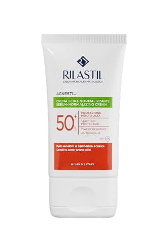 Rilastil Acnestil Crema Sebo-Normalizzante, Azione Lenitiva e Opacizzante, Antierima Solare, per Pelli Sensibili a Tendenza Acneica SPF 50+, Confezione da 40 ml