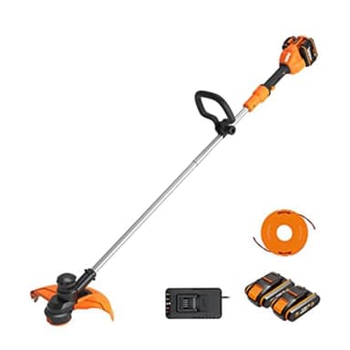 WORX WG183E Decespugliatore a batteria 40 V Max. (2 x 20 V) | Include 2 batterie 2 Ah e doppio caricatore | Testina con uscita del filo doppia | Avanzamento del filo automatico