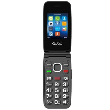 Qubo GSM Telefono Cellulare per Anziani,Flip Telefoni Cellulari Tasti Grandi,Volume alto,Funzione SOS,2.4",Contatti con Immagini,Chiamata Rapida,Cellulare anziani Nero