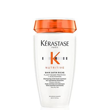 Kérastase, Nutritive, Shampoo Professionale Idratante per Capelli Molto Secchi, Capelli Nutriti e Forti, Formula Super Nutriente con Niacinamide e Glicerina, Bain Satin Riche, 250 ml