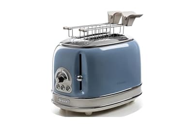 Ariete Tostapane Vintage 2 Fette 155, Tostiera con 6 Livelli di Tostatura, Espulsione Automatica, Funzione Defrost, Vassoio Raccoglibriciole Estraibile, Corpo in Acciaio Inox, 810W, Celeste