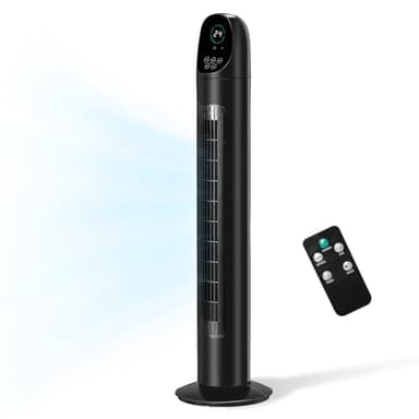 LEADZM Ventilatore a Torre 86cm 34 Pollici 50W, Oscillazione 80°, Timer 9 Ore, 25dB Silenzioso, 3 Velocità e Modalità, Con Telecomando, Ventilatore a Colonna per Casa e Ufficio (Nero 1)