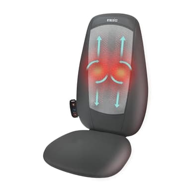 HoMedics Sedile da massaggio shiatsu per schiena e spalle | Poltrona da massaggio regolabile, allenta la tensione muscolare con 3 diversi tipi di massaggio: Shiatsu, Rulli e a Vibrazione| nero