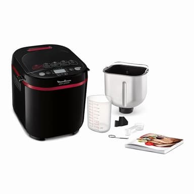 Moulinex OW2208 Pain & Plaisir, Macchina del Pane, 17 Programmi Automatici, 3 Impostazioni di Peso e 3 Livelli di Doratura, Avvio Ritardato Fino a 15 Fre, Ricettario Incluso, 650W, Nero/Viola