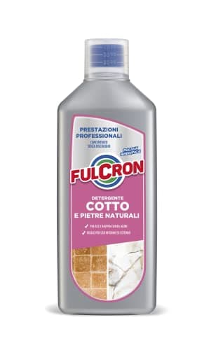 FULCRON Detergente Cotto e Pietre Naturali, Pulizia Pavimenti Indoor e Outdoor, Pulisce e Ravviva Senza Aloni, Senza Risciacquo, Per Uso Interno ed Esterno, Profumo Note Floreali, 1 Litro