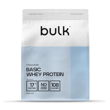 Bulk Basic Proteine del Siero in Polvere | Cioccolato | 1,25kg | 41 Porzioni | Fino a 18g di Proteine | Basso Contenuto di Zuccheri | Rapido Assorbimento | Supporta la Crescita e il Recupero Muscolare