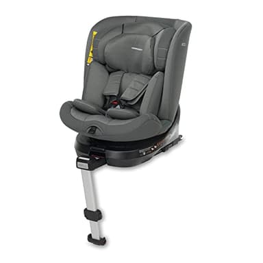 Foppapedretti Seggiolino Auto Iturn I-Size, Seduta Girevole a 360°, per bambini da 40 a 150 cm di altezza, 0-12 anni, conforme ECE R129, Fissaggio Dualfix (Isofix e non), Safe Body Protection, Grigio