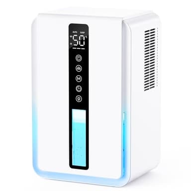 Deumidificatore Casa con 2450ml, Deumidificatore Casa Muffa Controllo Umidità & Modalità Sonno & 3 Velocità, Timer 6 a 48 Ore, Antimuffa con Comando Touch e Luci RGB, Spegnimento & Sbrinamento Auto