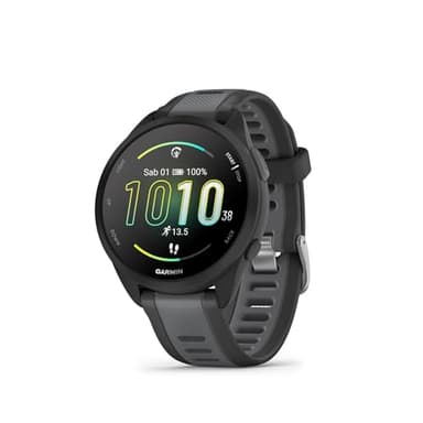 Garmin Forerunner 165, Smartwatch per la corsa, 43mm, GPS, Cardio, VO2max, Report mattutino, HRV Status, Piani gratuiti 5K, 10K e 21K, Training Readiness, GarminPay (Black & Slate Gray)