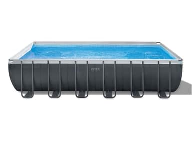 Intex 26364GN – Piscina Fuori Terra Ultra XTR Frame Rettangolare, Pompa Filtro 7900 L/h, Scaletta, Telo Base e Copertura, 31805 L, Acciaio e PVC, Grigio, 732x366x132 cm