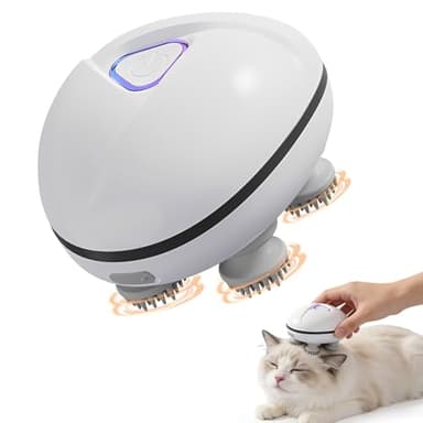 Massaggiatore Cuoio Capelluto, Massaggiatore Elettrico Testa Impermeabile IPX7, Massaggia Testa Senza Fili per Cani e Gatti, con 4 Testine Massaggianti e 3 Modalità di Impasto, per Tutto il Corpo