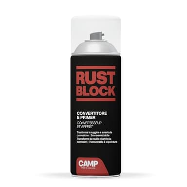CAMP Rust Block Convertiruggine e Primer - Convertitore Ruggine Spray Pronto all'Uso, Antiruggine Impermeabile Ideale per Ripristinare Superfici in Ferro e Acciaio - Azione Rapida e Protettiva, 400 ml