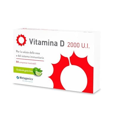 Metagenics Vitamina D 2000 U.I. - Integratore per Sistema Immunitario e Supporto a ossa, denti e muscoli - 84 Compresse Masticabili