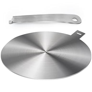 LEUOVE Piastra ad Induzione 24cm, Adattatore per Piano Cucina a Induzione, con Manico e Base Separabili, Argento
