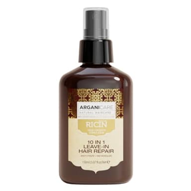 Arganicare | Gamma di rotelle | SPRAY 10 IN 1 SENZA RISCIACQUO | Castore | Elimina l'effetto crespo e previene le doppie punte | Effetto lucido | Alta idratazione | Tutti i tipi di capelli | 150ml