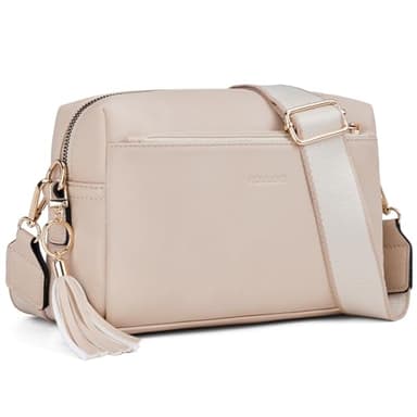 Roulens Piccola Borsa a Tracolla Donna con 3 Scomparti Capienti,Borsa Mano PU Pelle Messenger Crossbody Bag,Borsa a Spalla con Tracolla Ampia Regolabile e Rimovibile