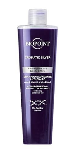 BIOPOINT Cromatix Silver Shampoo Ravvivante Antigiallo – Deterge Dolcemente, Ravviva I Riflessi Ed Esalta La Luminosità Dei Capelli Bianchi, Grigi E Brizzolati, Viola, Floreale, 200 Millilitro
