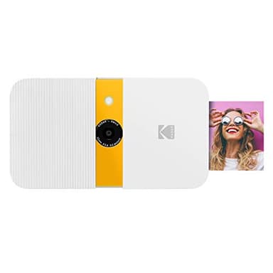 KODAK Smile Fotocamera Digitale a Stampa Istantanea, 10MP con Stampante ZINK 2x3, Schermo, Messa a Fuoco Fissa, Flash Automatico e Fotoritocco, Apribile a Scorrimento, Bianco/Giallo