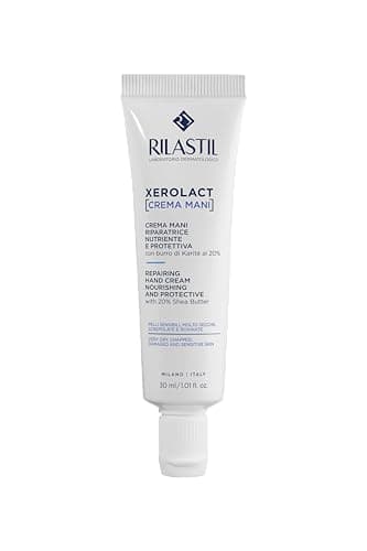 Rilastil Xerolact Crema Mani Riparatrice, Trattamento Restitutivo, Nutriente e Protettiva con Burro di Karité per Pelli Sensibili, Molto Secche, Confezione da 30ml