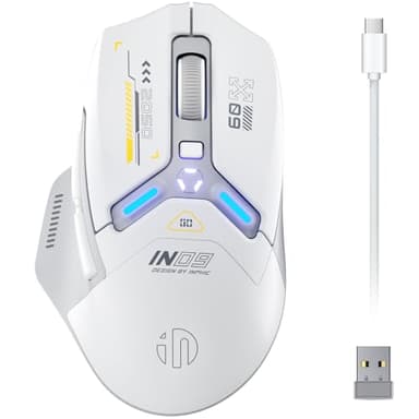 NPHIC Mouse Gaming Wireless, vero Tri-Mode 2,4G Wireless/Type-C Wired/Bluetooth Mouse, 10k DPI, Programmabile, illuminazione RGB, Mouse senza fili ricaricabile ad alta velocità per laptop PC, Grigio