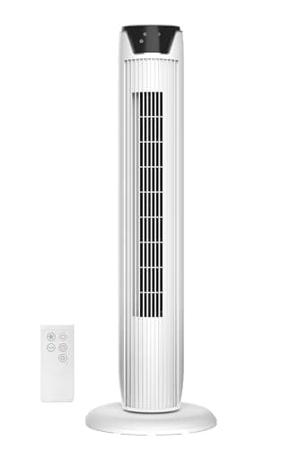 Midea Ventilatore Torre con Telecomando FZ10-17JRSE(WH) Flusso d’Aria 7 m/s, Oscillazione 90°, 3 Velocità e 3 Modalità, Timer 7h, Motore 45W, Silenzioso