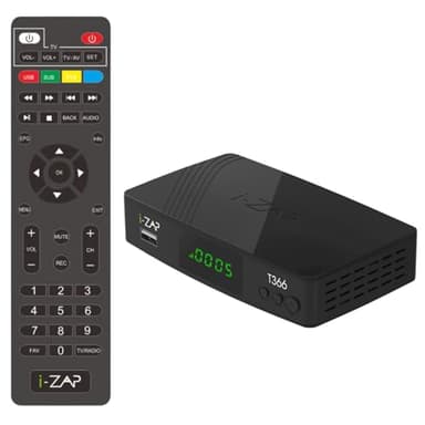 i-ZAP T366 - Decoder Digitale Terrestre 2026 DVB-T2 con Telecomando incluso. Presa HDMI, SCART, USB, ETHERNET