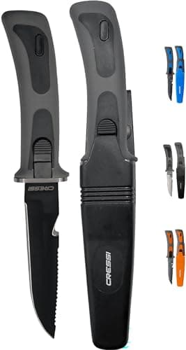 Cressi Vigo Knife Coltello Professionale Subacqueo per Immersioni e Apnea, Unisex – Adulto, Nero/Grigio Lama Nera, 23.5 cm