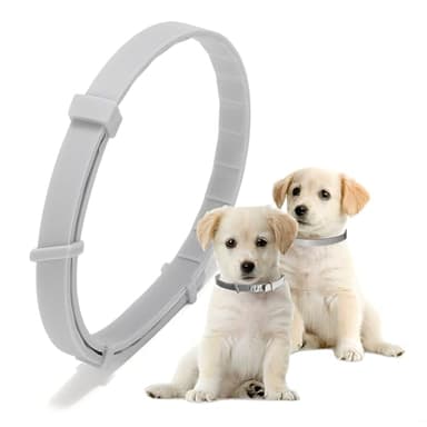 QOCUILC Collare Antizecche Cane 2 Pezzi Grigio + Luminoso al Buio – Collare Antipulci Cane Regolabile 69cm Impermeabile Protezione Contro Zecche Pulci Larve Parassiti 8 Mesi