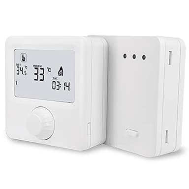 C-LOGIC 420-TC – Cronotermostato Digitale Radiofrequenza (No WiFi), Controllo RF Trasmettitore + Ricevitore, Schermo LCD Retroilluminato, Programmazione Settimanale, Modalità Manuale e Vacanze (5A)