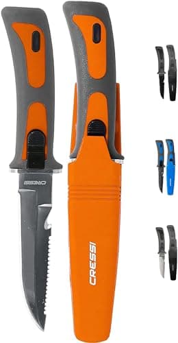 Cressi Unisex Adulto Coltello Professionale Subacqueo per Immersioni e Apnea, Plastica, Arancio/Grigio Lama Silver, 23.5 cm