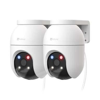 EZVIZ C8c 5MP 3K Kit da 2 Telecamere Wi-Fi Esterno, Telecamere Motorizzate 360°, Visione Notturna a Colori, Rilevamento AI Persone/Veicoli, Tracciamento Zoom Auto, Alexa/Google