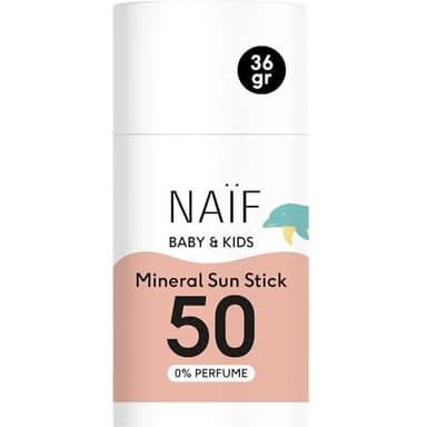 Naïf - Stick solare minerale - per neonati e bambini - SPF 50-0% profumo -senza microplastiche, oli minerali o siliconi - Protezione UVA e UVB -Resistente all'acqua - Dermatologicamente testato-36 g