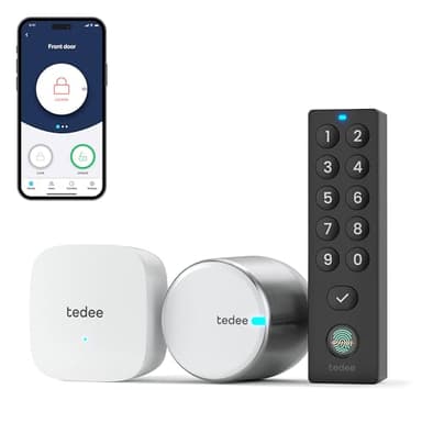 tedee GO2 Alu Serratura Smart WiFi con Impronta Digitale e Accesso Remoto | Sblocco Automatico | Serratura Elettronica Senza Cambio Cilindro | Compatibile con Matter, Alexa, Google Home, Apple HomeKit