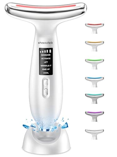 Massaggiatore Viso Lifting Elettrico Antirughe: Dispositivo di Bellezza a 5℃ del Freddo e 45℃ Terapia del Caldo - Face Massager con 6 Modi 4 LED - EMS Lifting Gua Sha Massaggio Rassodante Collo Viso