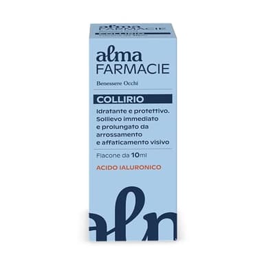 Collirio Alma Farmacie, per Secchezza Oculare, Benessere Occhi, Idratanti e Protettive con Acido Ialuronico e Glicerina, Camomilla, Amamelide, Euphrasia, Mirtillo, Flacone da 10 ml