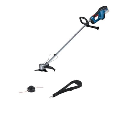 Bosch Professional 18V System Decespugliatore batteria GFR 18V-23 (motore brushless, diametro taglio 23 cm, incl. 1 gruppo bobina, 1 tracolla, set di lame per decespugliatore, guida protezione piante)