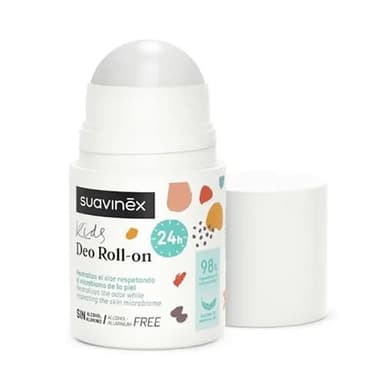 Suavinex, Deodorante per bambini e ragazze, formato Roll On, senza alcool, senza alluminio, adatto a pelli sensibili, clinicamente testato, efficacia 24h, 98% ingredienti origine naturale, unisex + 8