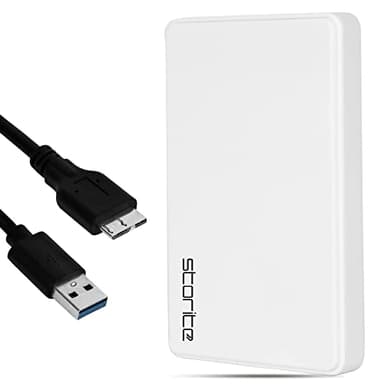 Storite Disco rigido esterno 1 TB HDD USB 3.0 ultraveloce e sottile per espansione dati e backup - Disco rigido portatile compatibile con Mac, laptop, PC e console di gioco (bianco)