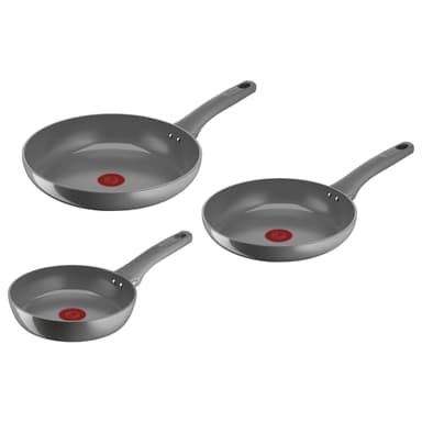Lagostina Risorsa Set di 3 Padelle 20/24/28 cm, Rivestimento in Ceramica Antiaderente, Scorrevolezza Ottimale, Riciclata, Riciclabile, Cottura Salutare, Thermo-Signal™, Sicurezza, Induzione, 010274600