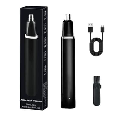 Taglia Peli Naso e Orecchie, Rasoio Orecchie Nose per Uomini e Donne, Pulizia Professionale, 2-in-1 Tagliapeli per Naso Ricaricabile USB, IPX7, Ideale per Viaggi & Casa (Nero)