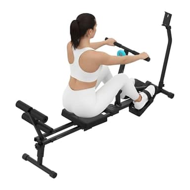 Cecotec Macchina per canottaggio idraulica - pieghevole e compatta - Drumfit Rower CompactROW. 12 livelli di resistenza, peso fino a 110 kg, rafforza braccia, schiena e migliora la resistenza