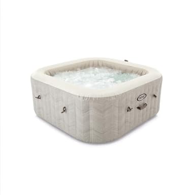 Intex 28446NP - Idromassaggio Gonfiabile Quadrato PureSpa Chevron Deluxe, 4 Posti, 140 Getti, PVC, Multicolore, 175x175x71 cm