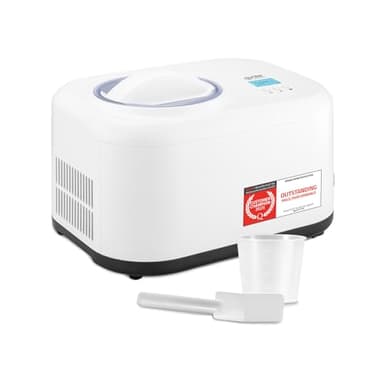 TZS First Austria - Gelatiera 1L con Compressore 3-in-1-100W Macchina per Gelato Autorefrigerante per Frozen Yogurt, Sorbetti e Gelato - Bianco