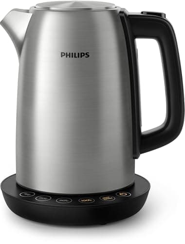 Philips - Bollitore Capacità 1,7 L con regolazione della temperatura, funzione di mantenimento in caldo e indicatore di controllo, base girevole, 2200 Watt, 23 x 18,8 x 25,7 cm (HD9359/90)