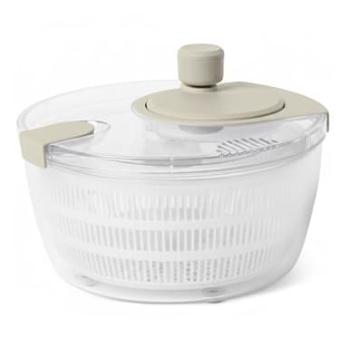 Amazon Basics Centrifuga per Insalata, Senza BPA, 4L, Grigio Lino